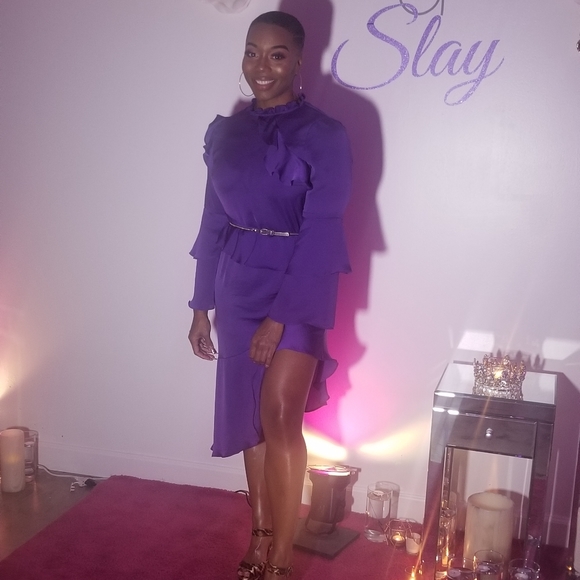 Satin Purple Cocktail dress - Picture 6 of 8